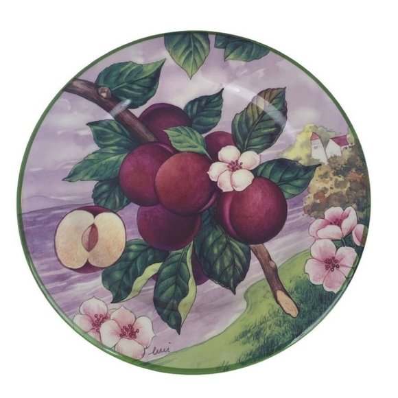 4 Villa d'Este Colorful Fruit Salad Luncheon Plates Hand Decorated Italy 8.5" - Picture 2 of 8